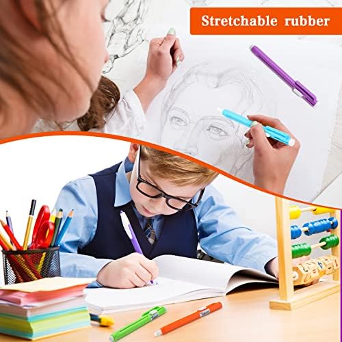 Teling 15 Pcs Retractable Mechanical Eraser Pen, School Pen-Style Erasers Pencil Click Bulk for School Office Painting Writing Drawing Drafting Sketching Adults Kids Supplies(Multicolor)