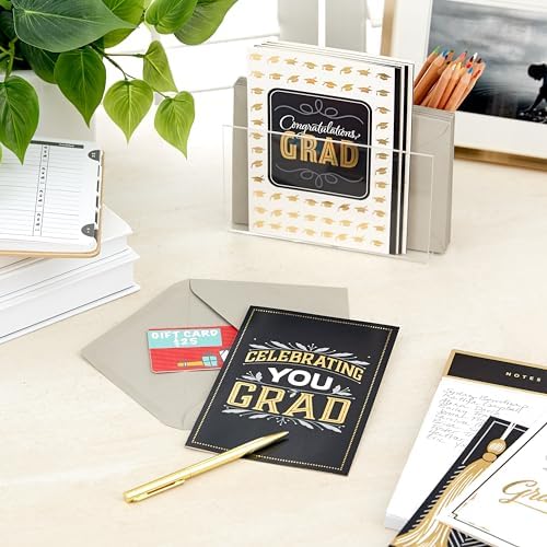 Hallmark Thank You Cards Assortment, Rustic Kraft (48) and Graduation Cards, Black and Gold (12) Card Bundles