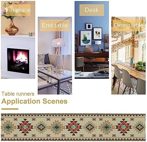 Aztec Southwest Table Runner,Ethnic Geometric Table Runners Dresser Scarves Table Setting Decor for Garden Farmhouse Wedding Party Holiday Dinner Home 13x108 Inch
