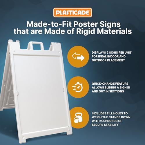 Plasticade Signicade Deluxe A Frame Sidewalk Curb Sign in White