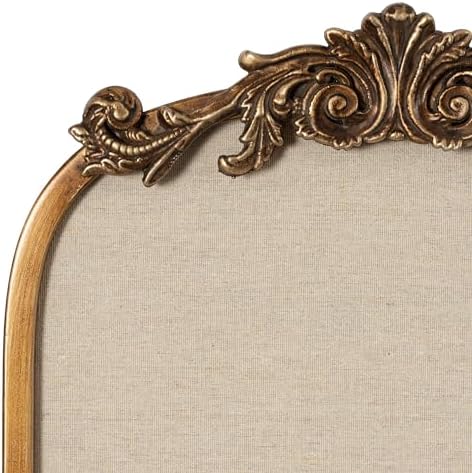 Kate and Laurel Arendahl Arch Pinboard; Gold; 13 x 25; Framed Arched Ornate Vintage Cork Board for Unique Display; Organization; and Decor Options
