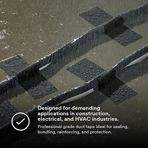 3M Performance Plus 8979 Duct Tape Heavy Duty, Black, 29 in x 60 yds, 12.1 mil, 6 Month Clean Removal, Resists UV and Weather for up to 12 Months, Tears Cleanly, Curl-Resistant, 1 Roll