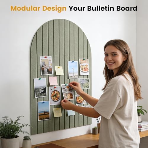 Arched Felt Bulletin Board (Sage Green), 35"x24" Large Wall Decor