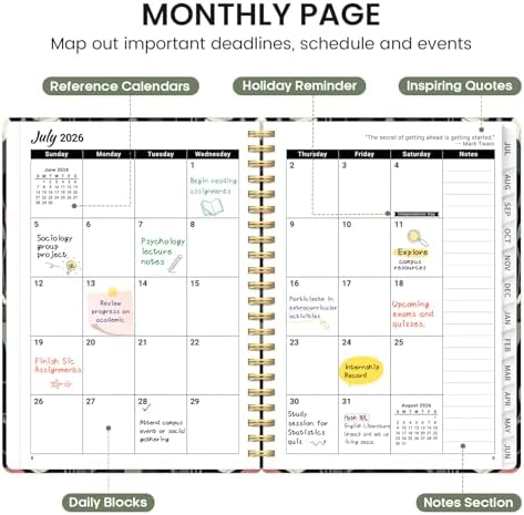 Planner 2026-2027, Jul 2026-Jun 2027 Academic Monthly & Weekly Planner | 6.3" x 8.5" Hardcover Pretty Calendar Planner for Women, Spiral Organizer for School Office Home Supplies, Butterfly Tapestry
