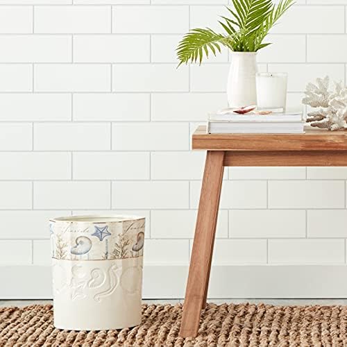 Avanti Linens - Waste Basket, Guest Bathroom Essentials, Nautical Home Decor (Antigua Collection) | Decorative Wastebasket, Durable Construction, Bathroom Trash Can, Bedroom & Office Use, Easy To Clean