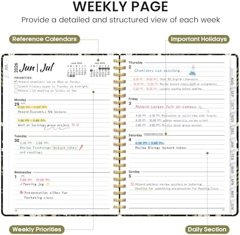 Planner 2026-2027, Jul 2026-Jun 2027 Academic Monthly & Weekly Planner | 6.3" x 8.5" Hardcover Pretty Calendar Planner for Women, Spiral Organizer for School Office Home Supplies, Mushroom