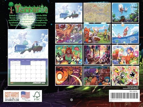 Terraria Calendar 2026 Wall Monthly Officially Licensed 12 Month | American Made In The USA