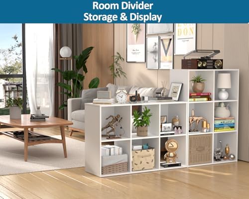 PrimeZone 6 Cube Storage Organizer, Stackable Wood Cubby Bookshelf, White