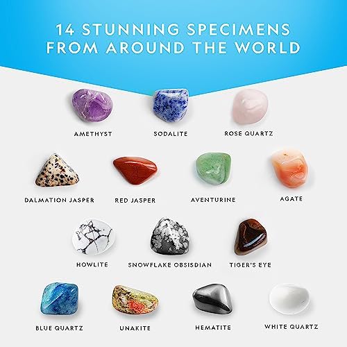 National Geographic Polished Stones and Crystals 2 Lb. Bulk Collection | 2 Lbs. of 3/4-Inch Tumbled Stones, 4500+ Carats, Real Rocks and Crystals, Bulk Craft Supplies, Gemstone Geology Activity