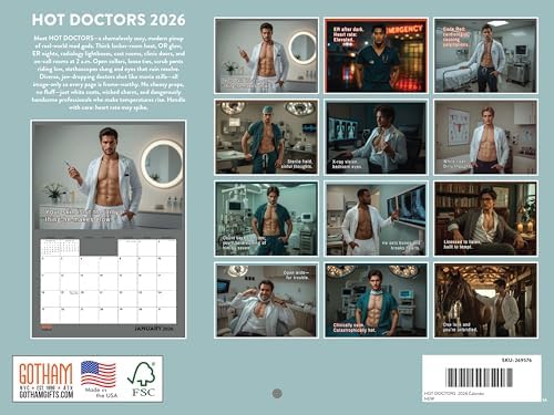 Sexy Doctors Calendar 2026 Monthly Wall Calender 12 Month | American Made In The USA