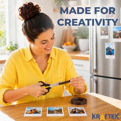 Kraftex Magnetic Tape: 3.5ft x 1/2" Magnetic Strips with Adhesive Backing. Sticky, Flat Magnets for Crafts, Magnet Labels & Stickers. Magnets with Adhesive Backing Great for Home, School and Office