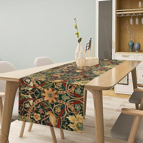 William Morris Table Runner Vintage Flowers Table Runner for Dining Table Decor 13 x 120 Inch Strawberry Thief