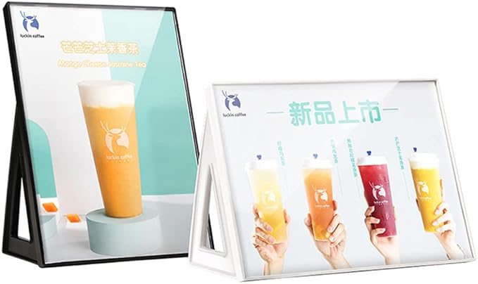 ECKEK ABS Plastic Sign Holder，Menu Displays L Shape Sign Stand Vertical/Horizontal Use (White A5 148×210mm/5.83×8.27inches)