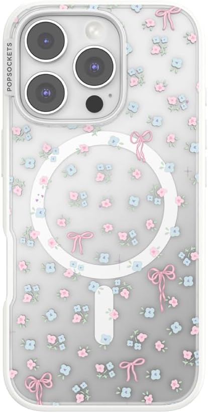 PopSockets iPhone 16 Pro Phone Case with MagSafe, Wireless Charging Compatible, Bow - Bows & Blooms