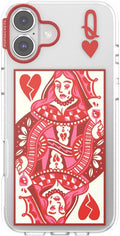 PopSockets iPhone 16 Plus Phone Case with MagSafe- Heart Queen | Magnetic, Wireless Charging, Camera & Drop Protection, Heart, Valentines, Red, Textured