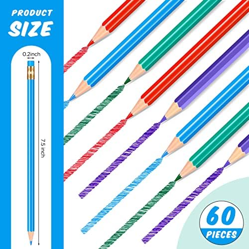 Tatuo 60 Pcs Pencils Pre Sharpened Checking Pencils with Eraser Erasable Colored Pen for Map Coloring Tests Sketch School Office Editing Kids Adults Favors Grading(Lovely Color)