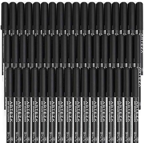 ARTEZA Black Fine Tip Dry Erase Markers, 52 Pack for Whiteboards