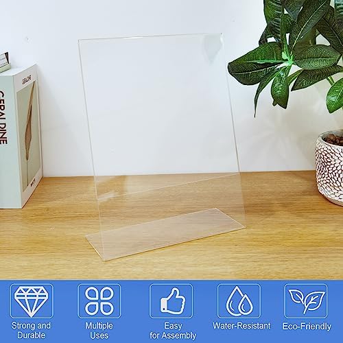 12 Pack Acrylic Sign Holder 8.5 x 11 Slant Back Acrylic Stands for Display Plexiglass Clear Acrylic Display Stands for Ad Frame, Picture Photo Frames, Promotions, Restaurants, Office, Store