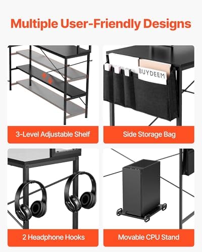 VEVOR L-Shaped Computer Desk, 67-inch Reversible Corner Gaming Desk with Monitor Stand & Movable CPU Stand, Modern Stylish PC Table Sturdy Work Workstation for Home Office - Easy to Assembly