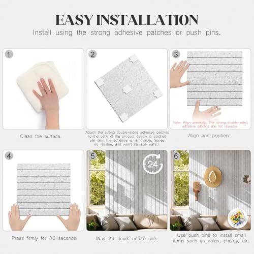 Felt Bulletin Board Tiles 48x36 12 Pack Sound Absorbing Wall Panels
