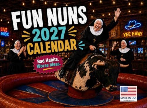 Fun Nuns Calendar 2027 Monthly Wall Calender 12 Month