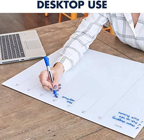 Quartet Glass Desktop Weekly Planner, 17" x 22", Whiteboard, Dry Erase Surface, Clean Erase, Includes 1 Dry Erase Marker, White (GDP2217W)