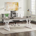 Tribesigns 70.8-Inch Executive Desk, Large Computer Office Desk Workstation, Modern Simple Style Laptop Desk Study Writing Table Business Furniture for Home Office (Grey/White, 70.8 Inch)