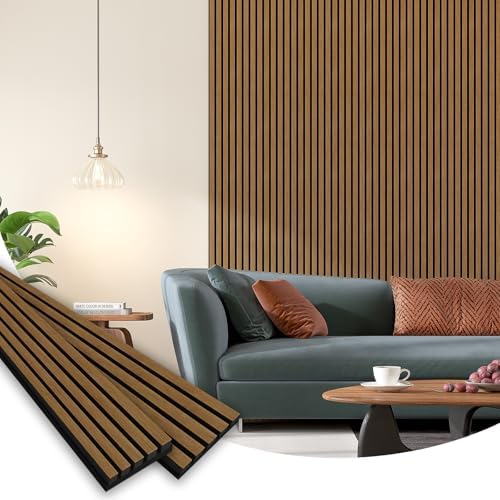 SMARTSTANDARD Wood Slat Acoustic Wall Panels 2 Pack 94"x23.6" Classic Oak