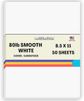 50 Bright White Smooth 80# Card Paper Sheets - 8.5" X 11" (8.5X11 Inches) Standard Letter|Flyer Size - 80 lb/Pound Cover Weight - Quality Paper - Consistency in Print - Smooth Finish