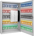 Barska 100-Position Key Lock Box – Solid Steel Key Cabinet with Numbered Hooks, Key Log Sheet, Color Tags & Index Chart – Wall-Mount Organizer, Grey - Key Organizer Box - Key Storage wall mount