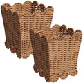 happimess Silas 3.3 Gal Square Wicker Resin Wastebasket, Natural, Set of 2