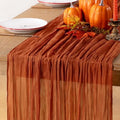 Fall Table Runner Terracotta Cheesecloth Boho Wedding Home Decor