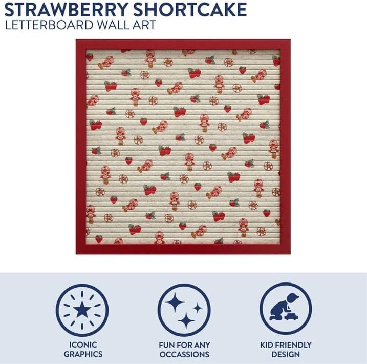 Idea Nuova Strawberry Shortcake 12"x12" Letter Board, Message Board Sign for Desk, Room Decor, Quotes, Notes & Personalized Display,Includes 145 Characters
