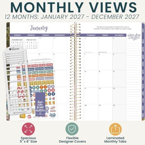 bloom daily planners 2027 Planner (January - December 2027) - Weekly & Monthly Softcover Planner for Women - Calendar Year Inspirational Agenda Book with Stickers - 5.5" x 8.25" - Wildflower Mountainside