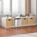 Lateral Filing Lumber Bookshelves Shelves Solid Wood Bookshelf, Floor-standing Storage Rack, Low Bookcase, Cube Storage Unit, Household TV Cabinet, Bay Window Cabinet White 50"L x 9"W x 13"H