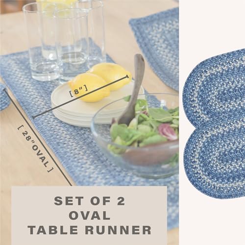 Homespice Denim Braided Table Runner for Coastal Decor, Oval 8x28 Set of 2