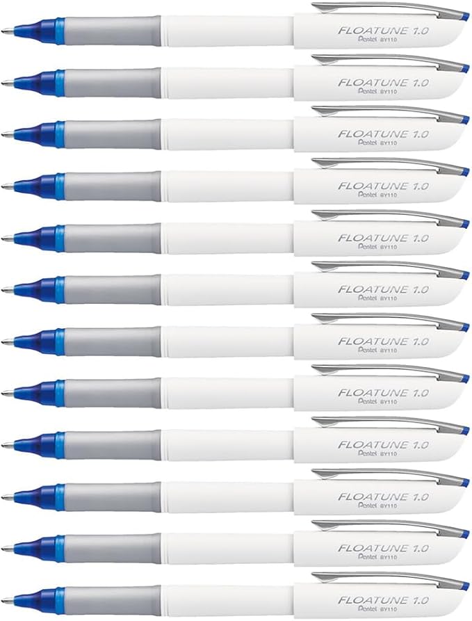 Pentel Floatune Rollerball, 1.0mm Bold Point, Blue Ink, Box of 12 (BY110-C)