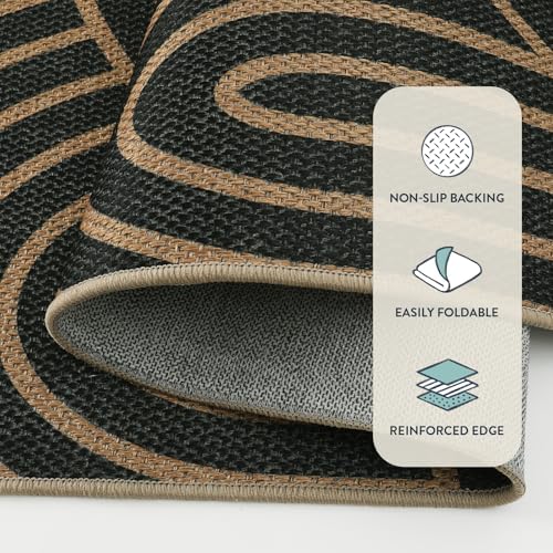Lahome Modern Rainbow Easy Jute Front Porch Rug, 3x5 Washable Rug for Entry