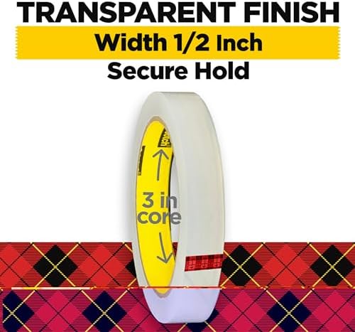 Scotch Transparent Tape, 2 Rolls, 1/2 x 2592 Inches, Boxed