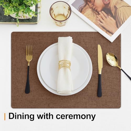 Homaxy Cloths Placemats for Dining Table Set of 4, 13" x 19", Brown