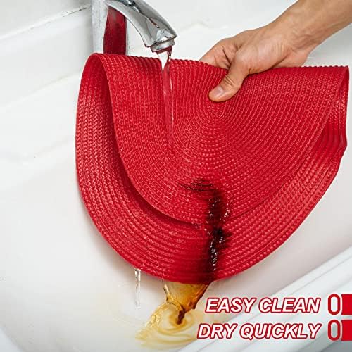 AHHFSMEI Placemats Set of 6 for Dining Table Washable Woven Non-Slip 18x12 inches Placemat Heat-Resistant Durable Table Mats for Dining Table Easy to Clean (Oval red, 6)