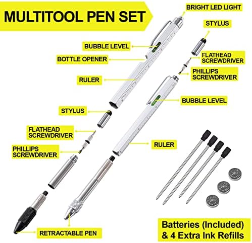 VIBELITE 11 in 1 Multitool Pen Set, Silver, 2 Pack