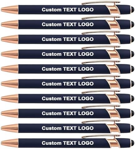Personalized Pens Ballpoint with Stylus, Blue, 20 Pcs