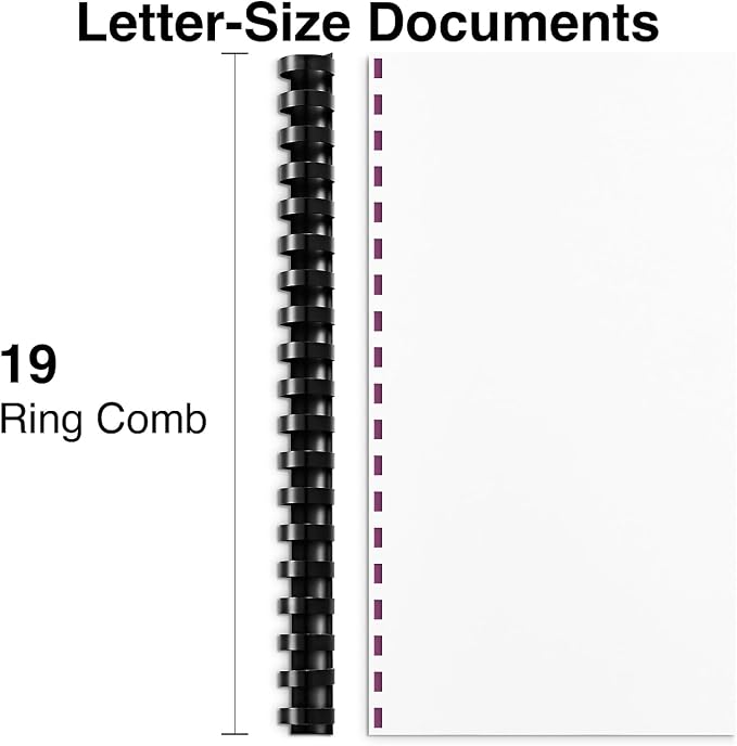 Staples 3/4 Inch Plastic Binding Spine Comb, Black, 150 Sheet Capacity, 25 Pack