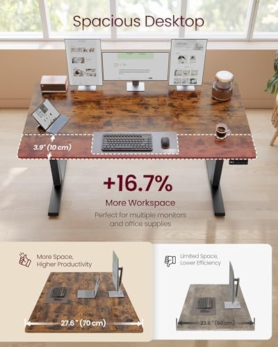 VASAGLE Electric Standing Desk, Height Adjustable, 55.1 x 27.6 Inches