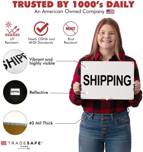 TRADESAFE Shipping Sign - Business Sign, Office Sign, Quick Install Aluminum Safety Sign, Light Reflective, UV-Resistant, Waterproof Signs for Business, 14” X 10” Shipping Department Sign