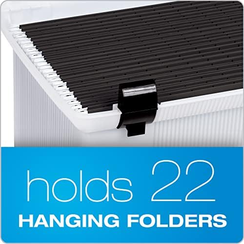 Pendaflex Portable File Box, Frosted White, Hinged Lid with Double Latch Closure(41745AMZ)