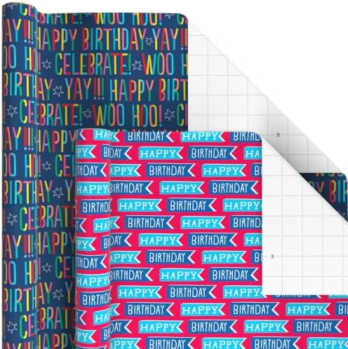 Hallmark Wrapping Paper Rolls for All Occasions (Birthday, Plaid, Flowers)