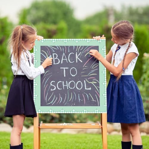 50ft Checkered Bulletin Board Borders, Checkerboard Straight Trim Border with Scalloped Edge Print, Classroom Decor for Chalkboard Whiteboard Back to School Supplies, Green and White