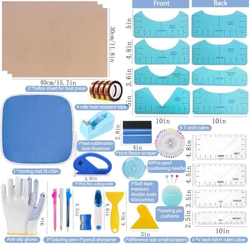 QUKLOGEN Sublimation Shirts Tool Kits with Portable mat for Ironing
